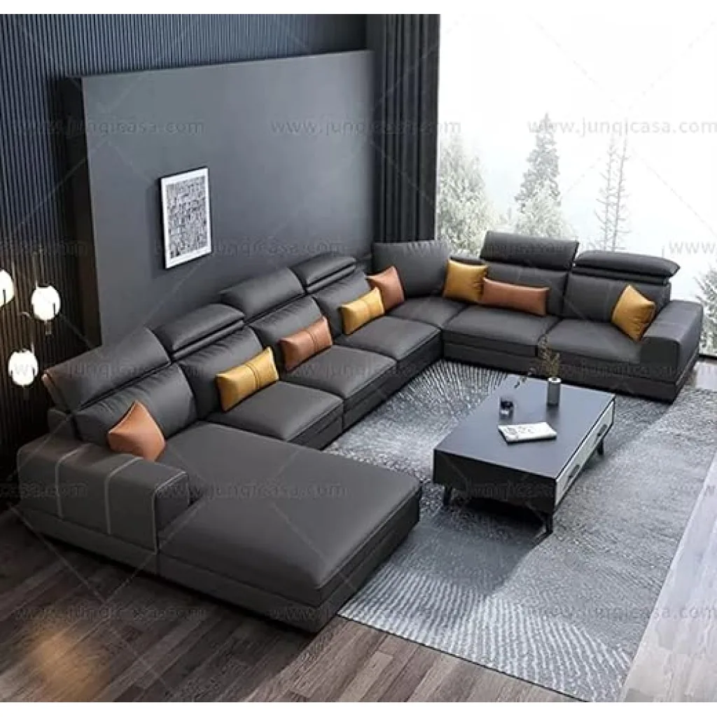 Modern Couch U Shaped Faux Leather Living Room Furniture Chaise Lounge 4.jpg