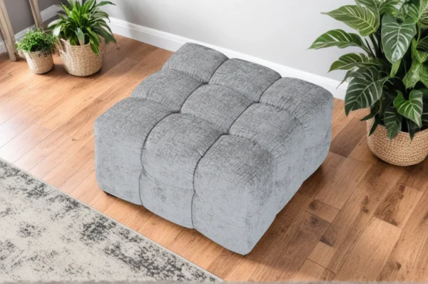 Textured chenille grey lugano ottoman bg1