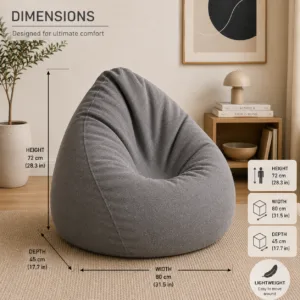 Oversized Bean Bag Chair for Adults, Soft Fabric Lounge Seat with Ergonomic Support, Modern Floor Sofa for Living Room, Bedroom, Gaming & Reading (sage green)