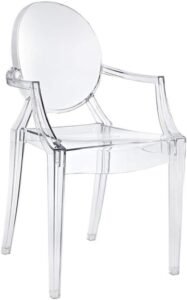 Poppins HOME Casper Ghost Clear Armchair: Modern, Stackable, Clear Polycarbonate Armchair for Indoor & Outdoor Use